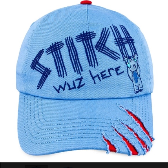 Disney Parks Stitch Kids Youth Baseball Cap - Stitch Wuz Here Blue, Red Clawed - Picture 14 of 14